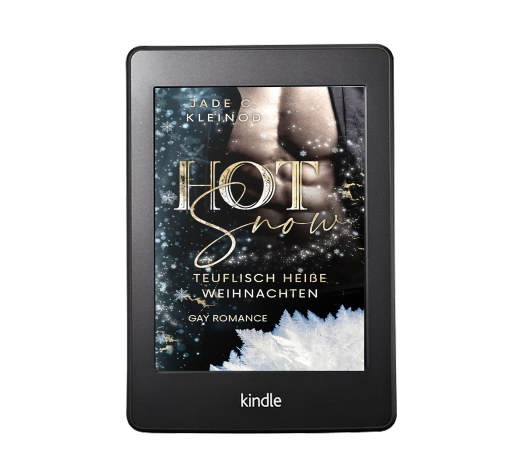 Das Buch ›Hot Snow - Teuflisch heiße Weihnachten‹ auf einem Kindle Reader